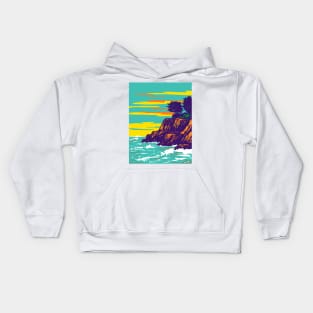 Pleasure Point Beach in Santa Cruz County California WPA Poster Art Kids Hoodie